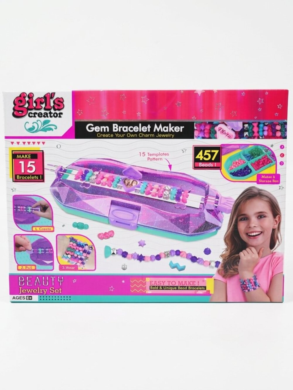 DIY Bead Bracelet Making Kit for Kids, Arts & Crafts Jewelry Design Activity Set - Picture 4 of 14
